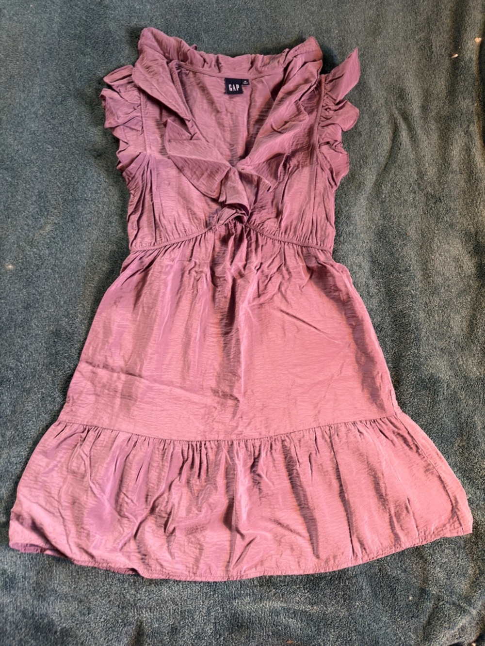 GAP Dusty Lavender Ruffle-Trim V-Neck Dress